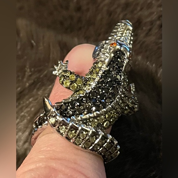 Alligator Ring in Silver with Stones Size 5 NWOT - Picture 3 of 8